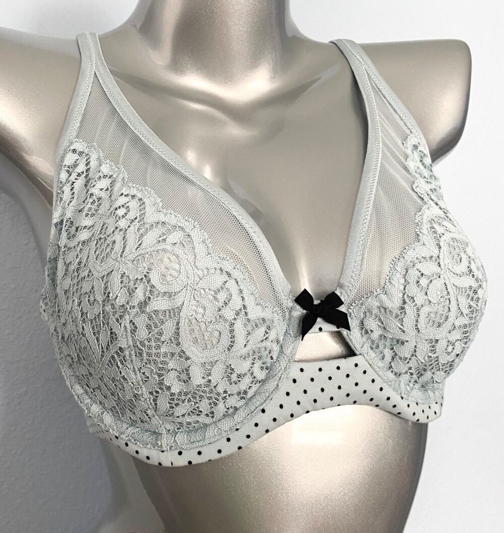 Victoria's Secret Nwt Body by Victoria Blue Dot Lace Unlined Demi Bra 36C